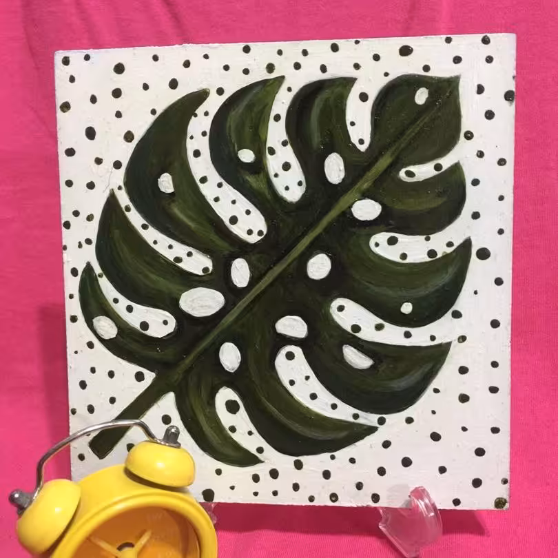 نقاشی آکرولیک برگ انجیری