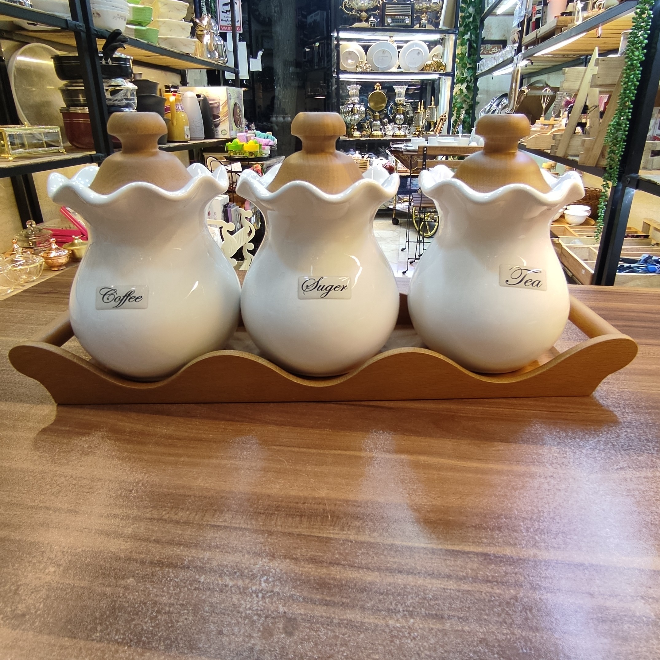 پاسماوری سرامیکی و چوبی 3تایی با استند