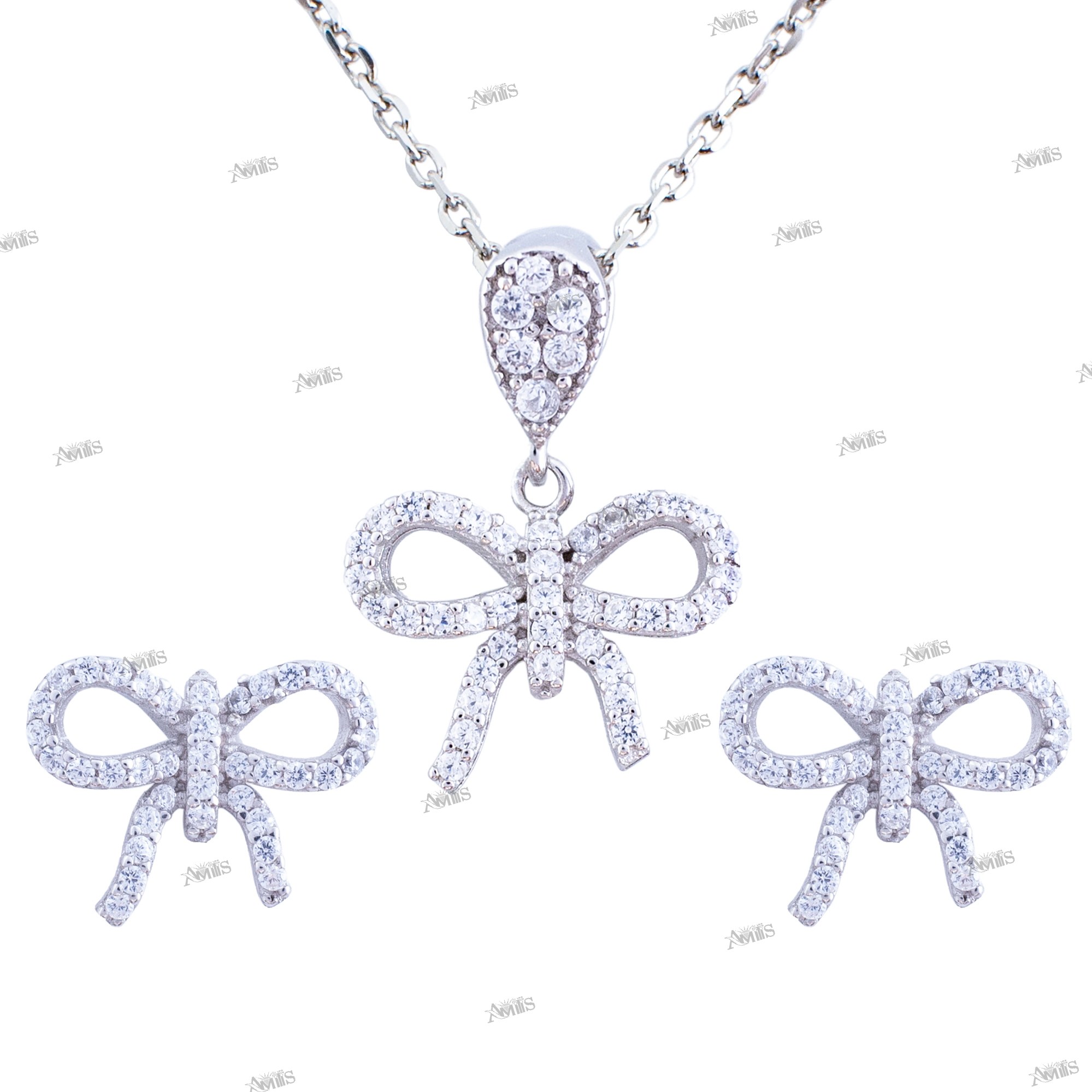  نیم ست نقره زنانه مدل پاپیون AMT-N119 