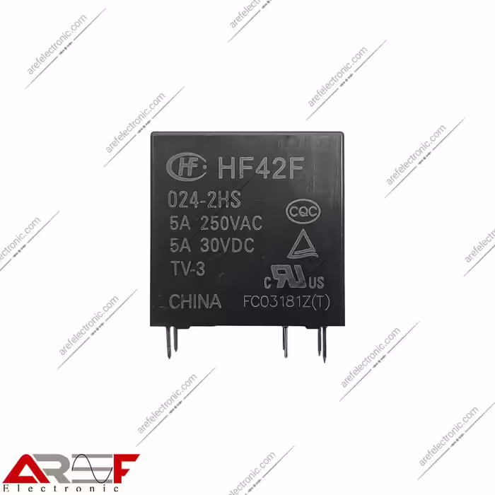 رله پکیجی HF_42F دارای 24 ولت 5 آمپر 6 پین - فروشگاه عارف الکترونیک