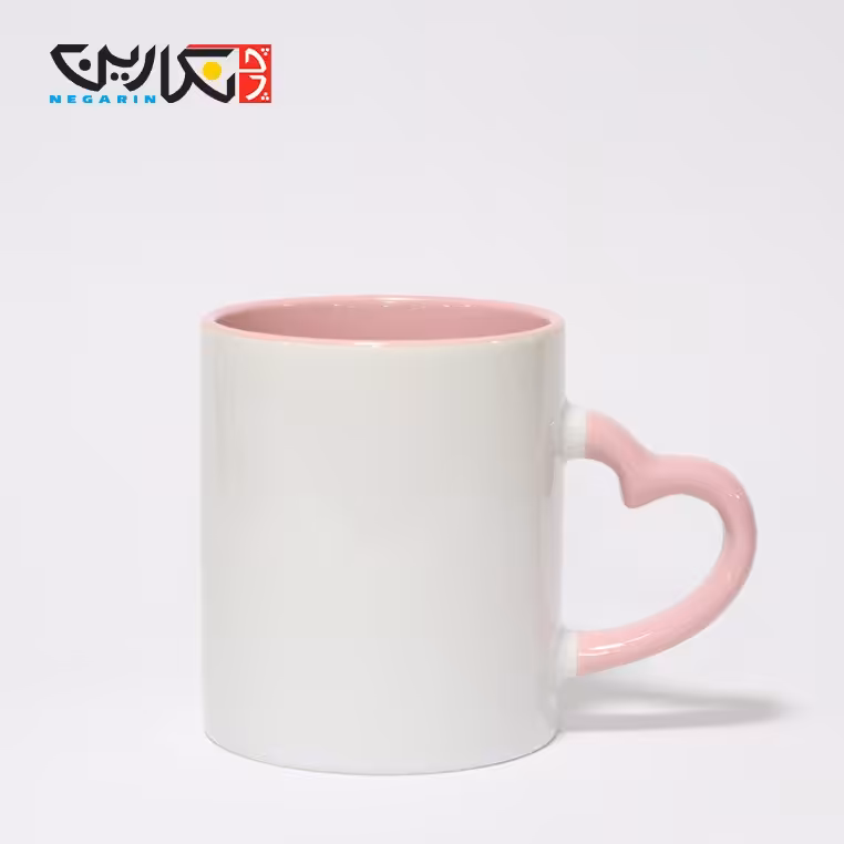 ماگ دسته قلبی صورتی با طرح دلخواه 