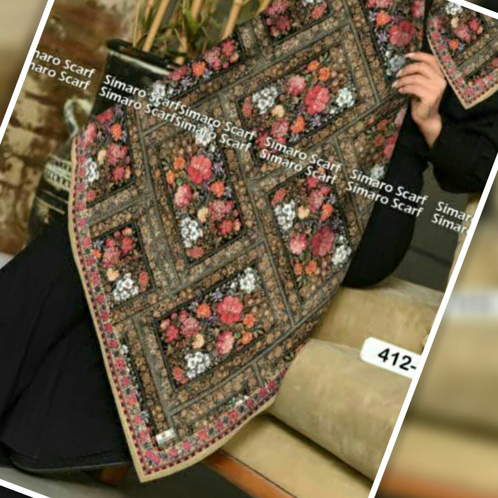 روسری نخی و مجلسی طرح سنتی با پارچه ترک