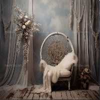 بک دراپ عکاسی عروس و داماد با گل های سفید | گرافیک با طعم تربچه