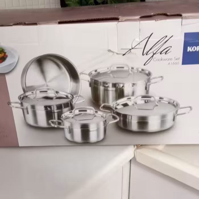 سرویس قابلمه استیل کرکماز9 تکه مدلA1660 درب استیل