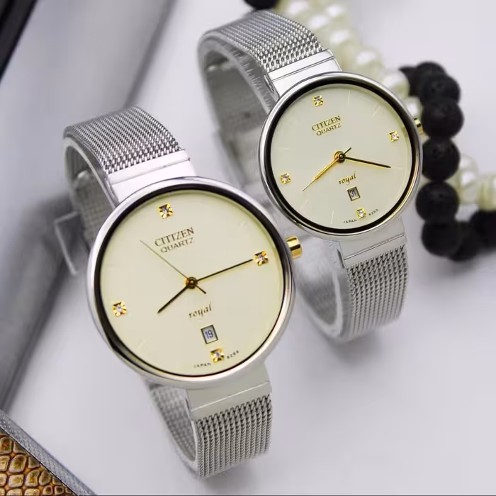 ساعت مچی ست زنانه و مردانه سیتی زن-بندحصیری تک موتور مدل 6269