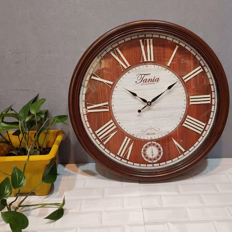 ساعت دیواری تانیا  گرد  طراحی زیبا و شیک با کیفیت جنس موتور خارجی 