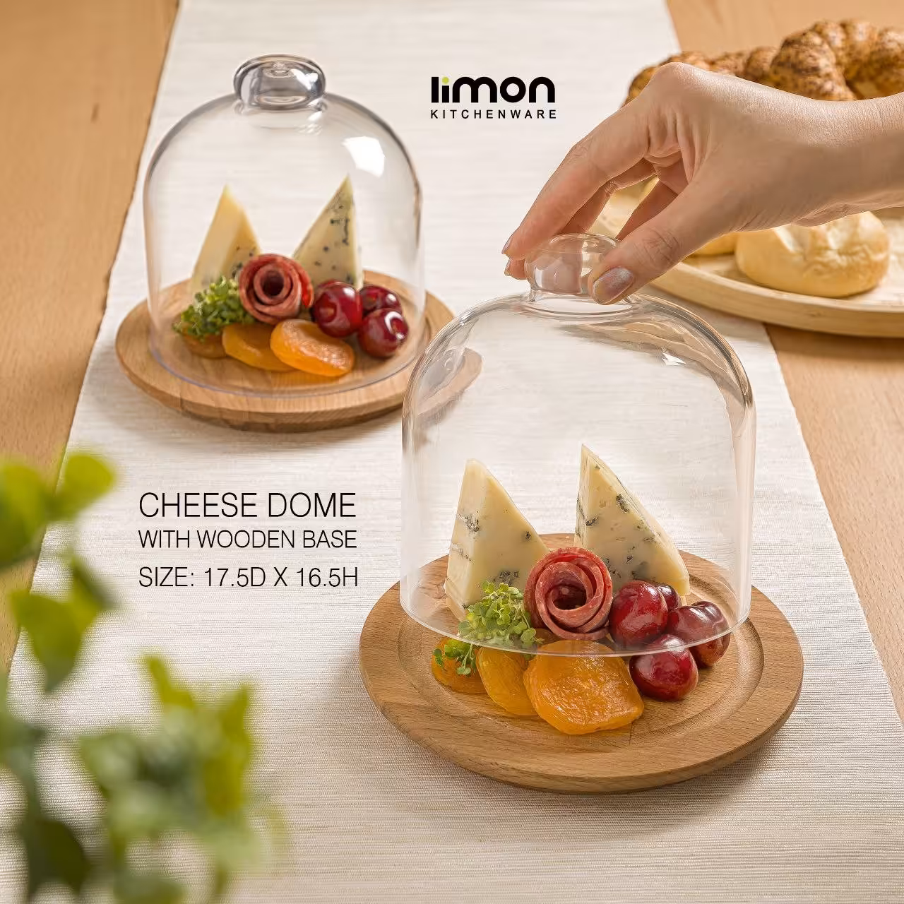 ظرف سرو پنیر کفه چوبی لیمون