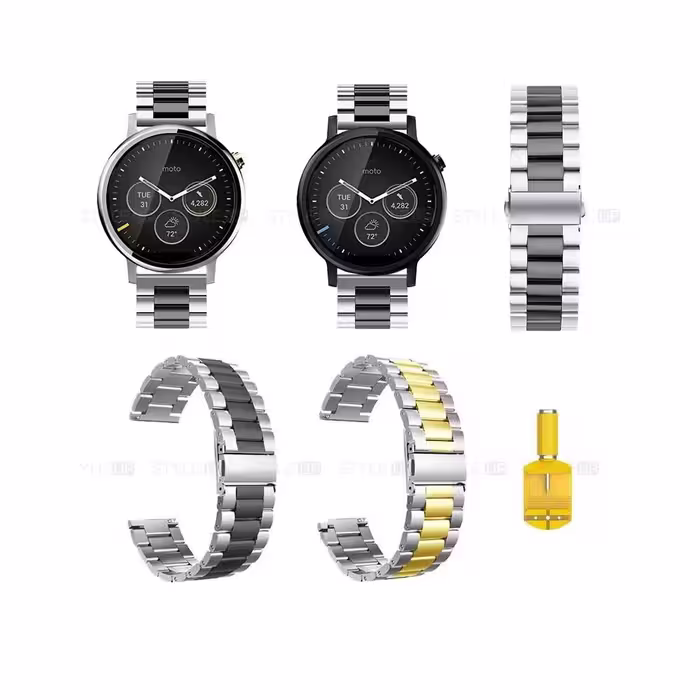 بند ساعت موتورولا Moto 360 46mm مدل استیل دو رنگ