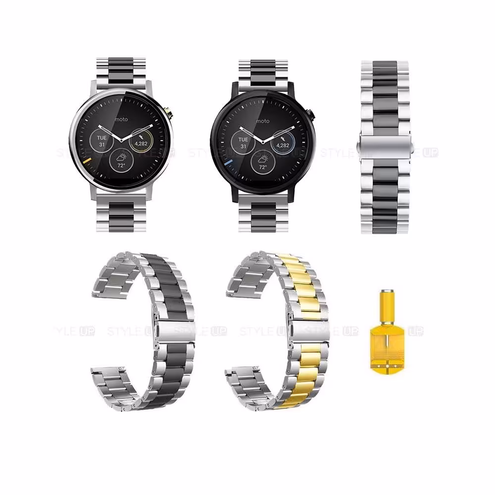 بند ساعت موتورولا Moto 360 46mm مدل استیل دو رنگ