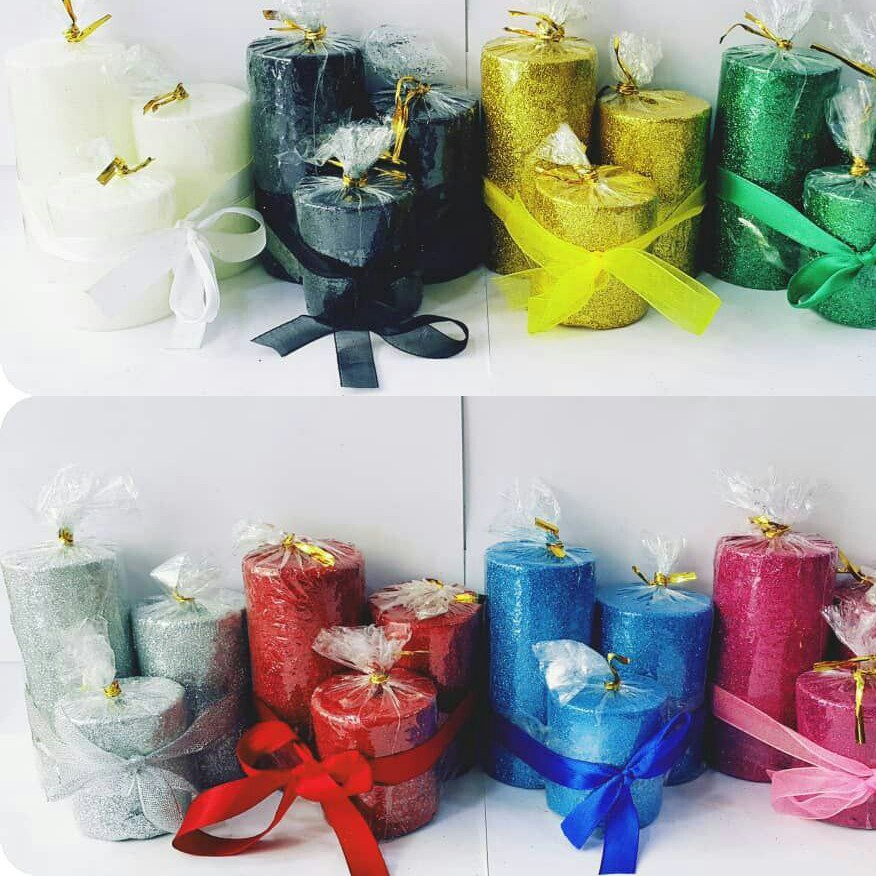 کد711 - شمع استوانه سه سایز - شمع قرمز - شمع استوانه اکلیلی - 1404