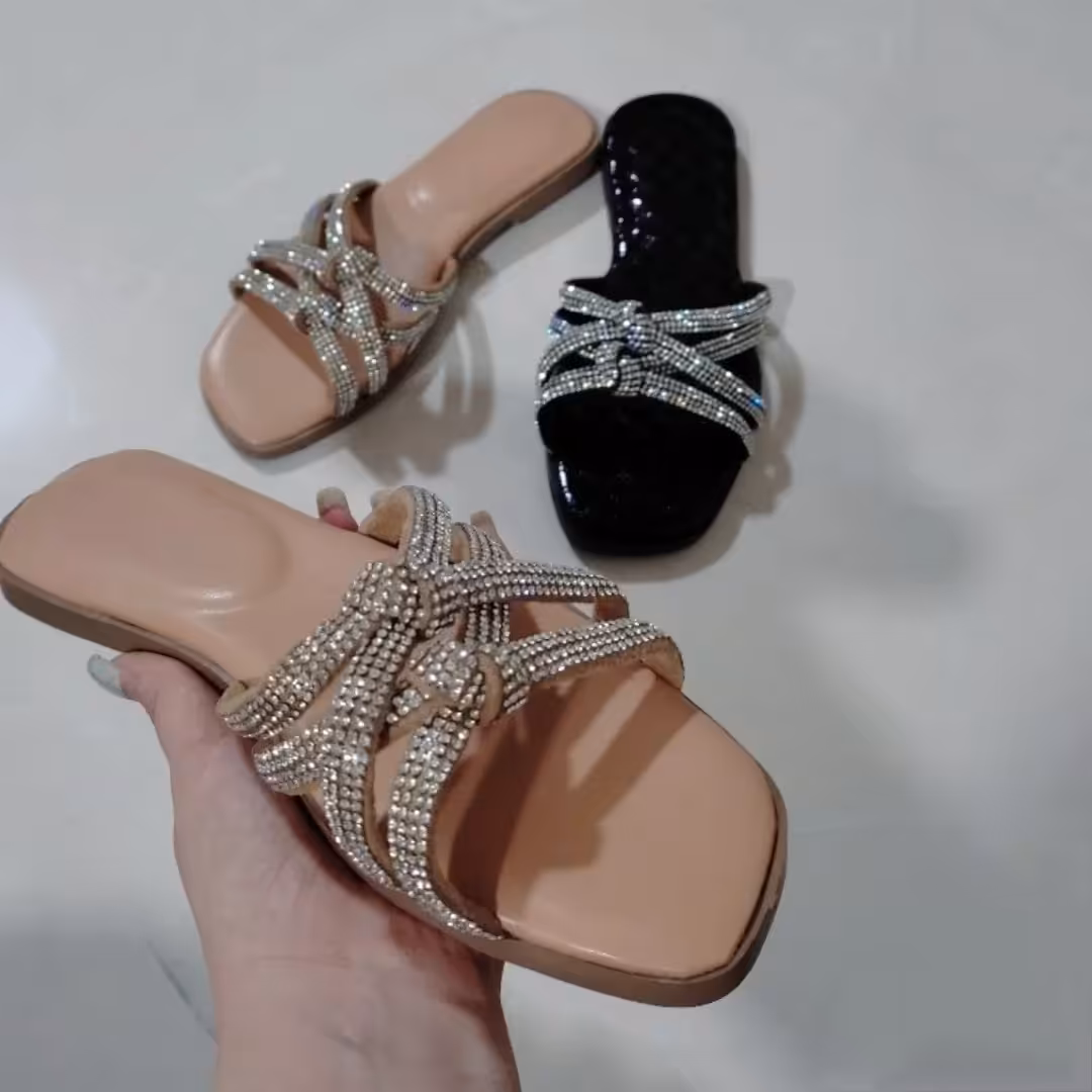 صندل پاشنه تخت نگین دار