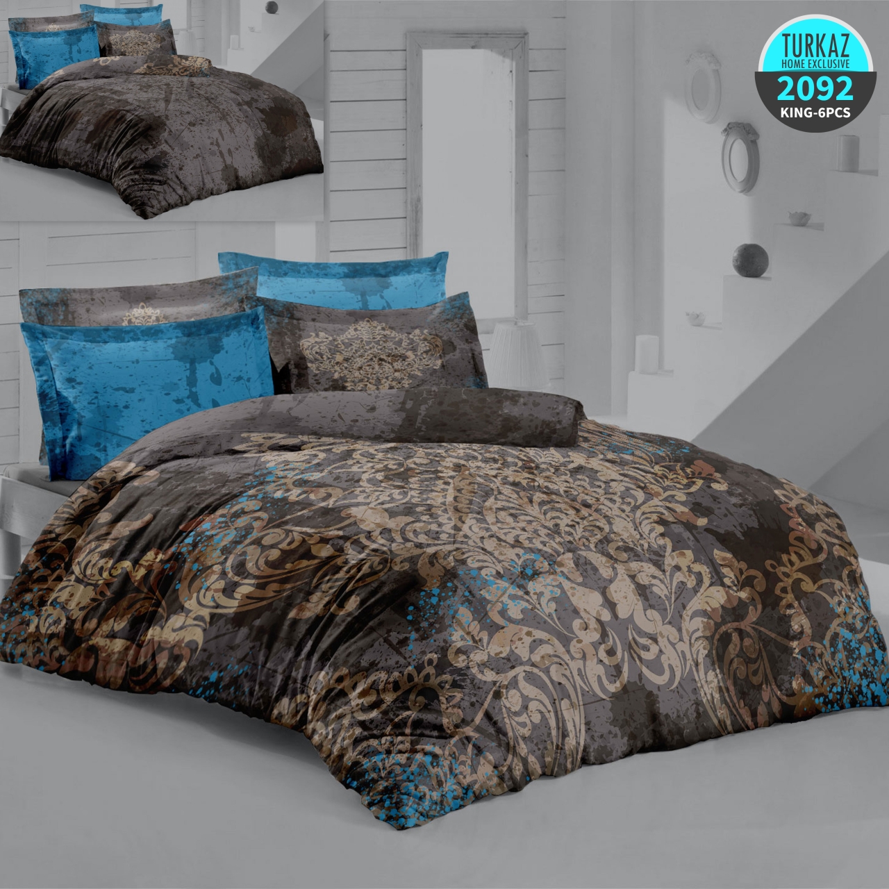 ست روتختی ترک آز کد 2092 دونفره 6 تکه