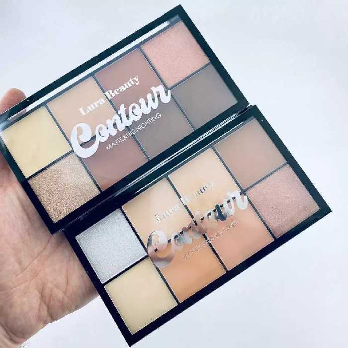 پالت کانتورینگ و هایلایتر 8 رنگ  طیف 1 lura beauty