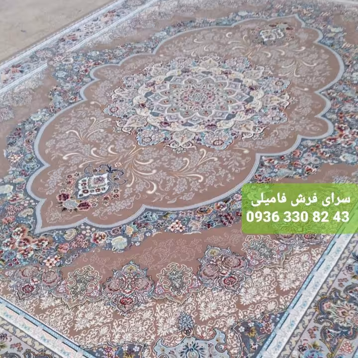فرش ماشینی طرح آوا نسکافه ای 9متری  700شانه نخ اکرلیک تراکم 2550