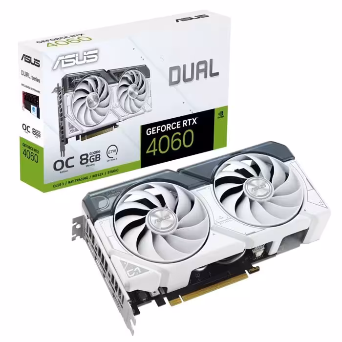 کارت گرافیک ایسوس سفید Dual RTX 4060 8GB OC Edition