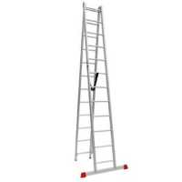 نردبان 6 متری 2 تکه مخابراتی ریلی آلومینومی بسیار مستحکم با پایه تعادل 23 پله اکسلنت آلوم پارس پله با پله 3 سانتی 