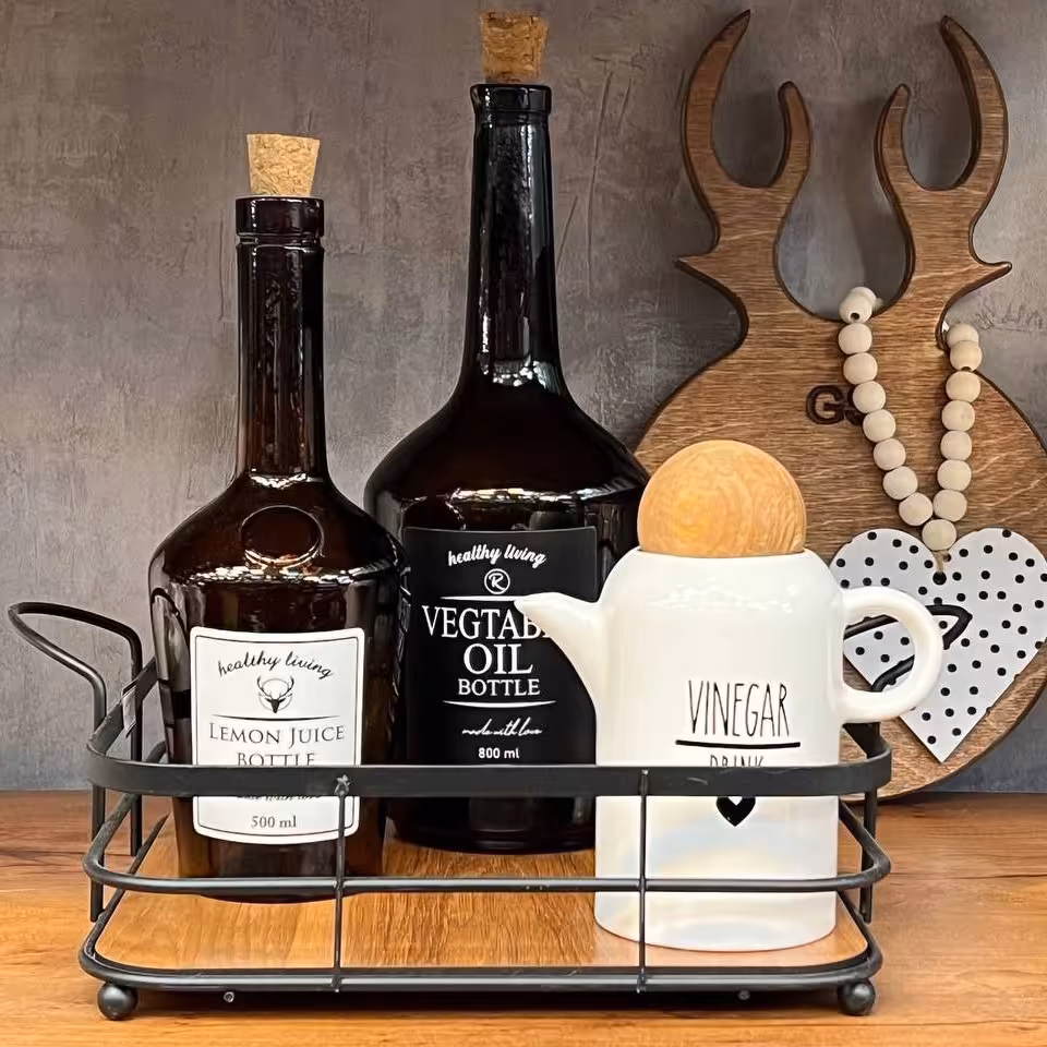 سینی فلزی کف چوبی مربعی