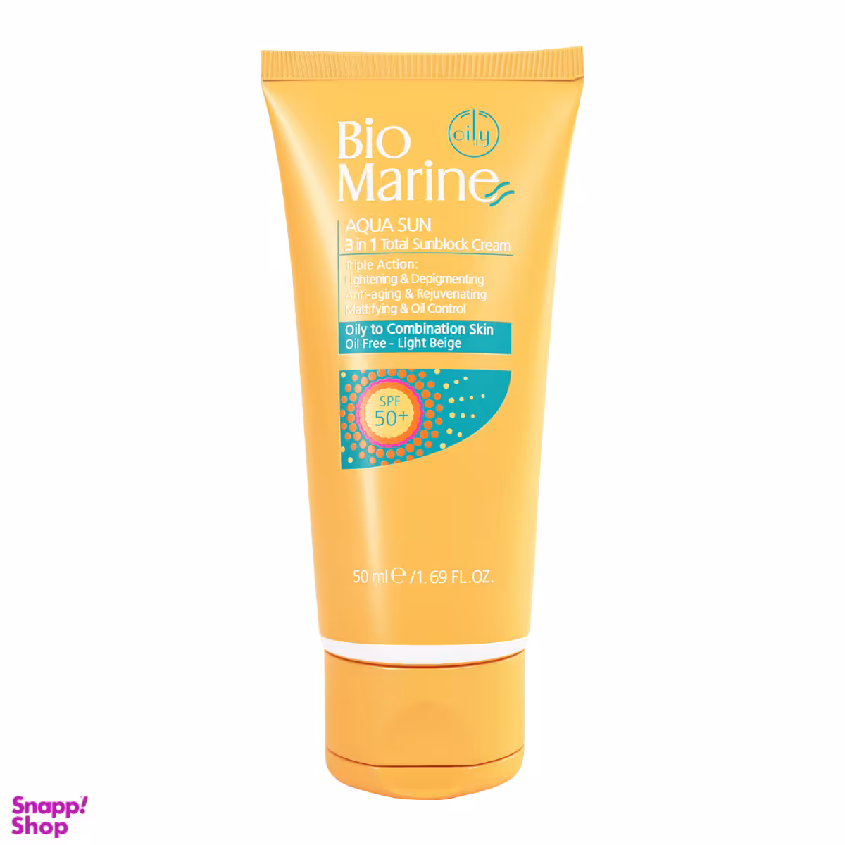 کرم ضدآفتاب روشن کننده و ضد چروک بایومارین (Bio marine) مناسب پوست های چرب و مختلط با spf50