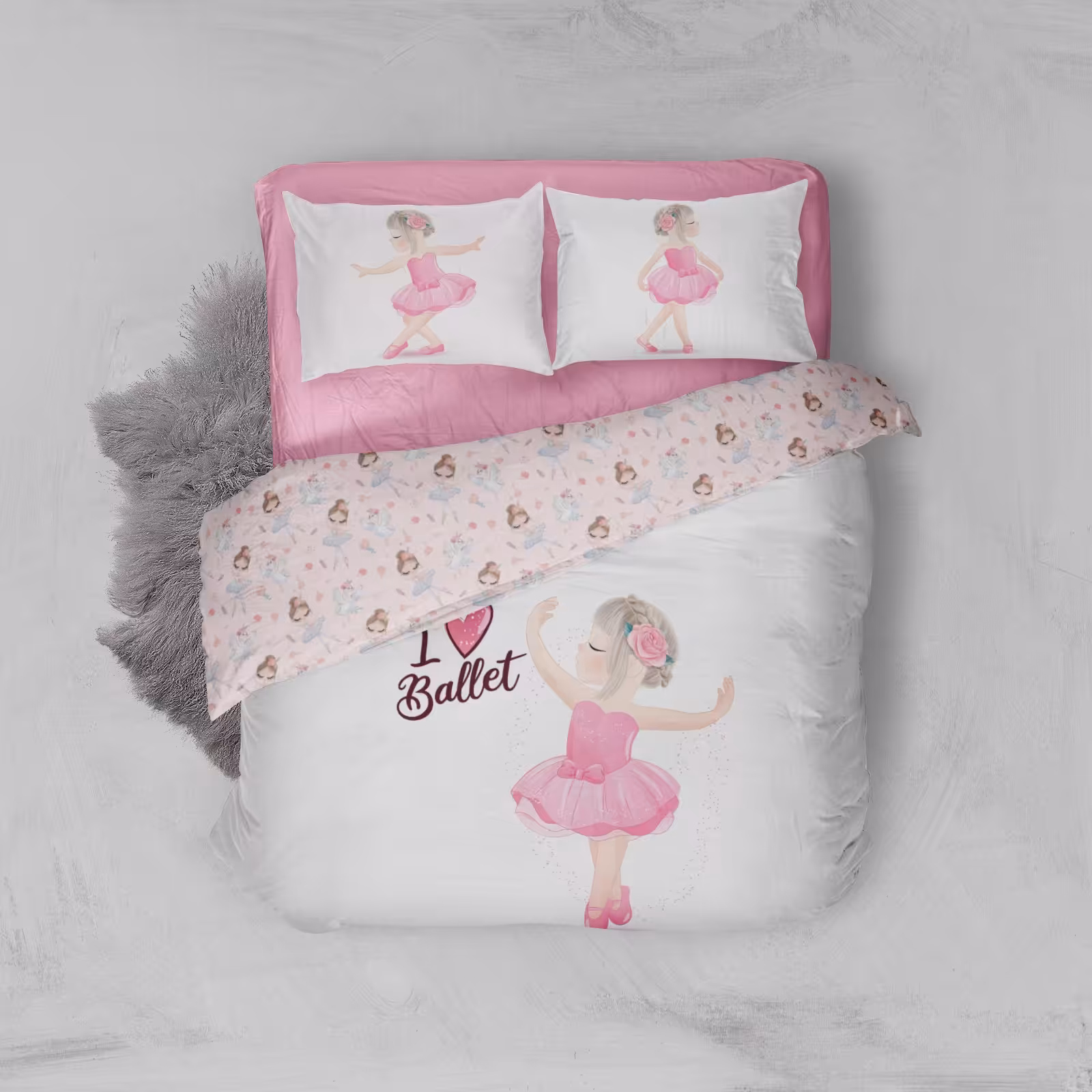 روتختی چهار تکه یکنفره مدل بالرین صورتی