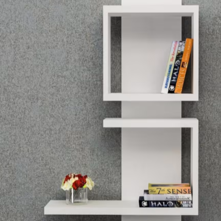 شلف کتابخانه mdf دیواری مدل B30 رنگ سفید 