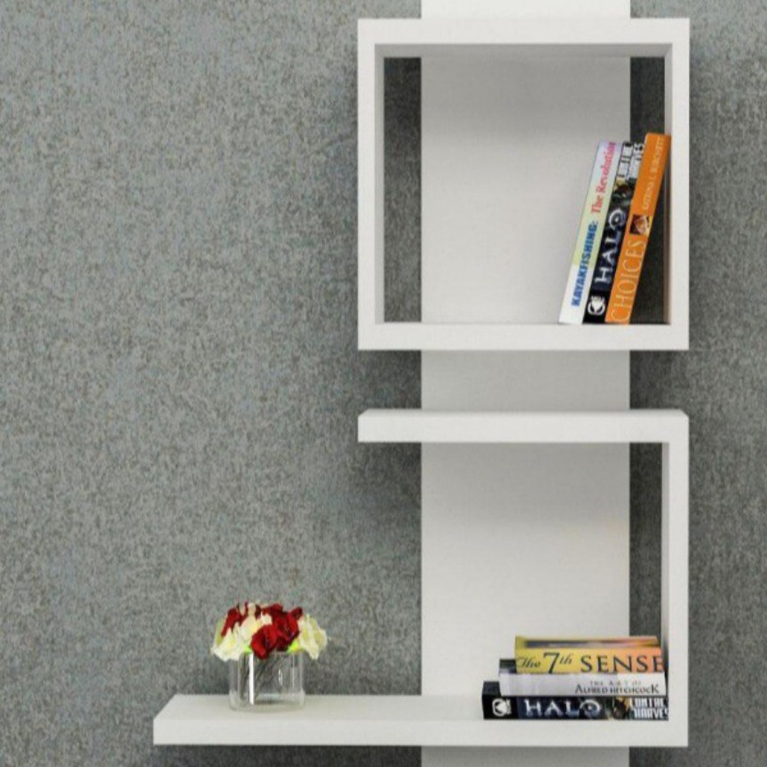 شلف کتابخانه mdf دیواری مدل B30 رنگ سفید