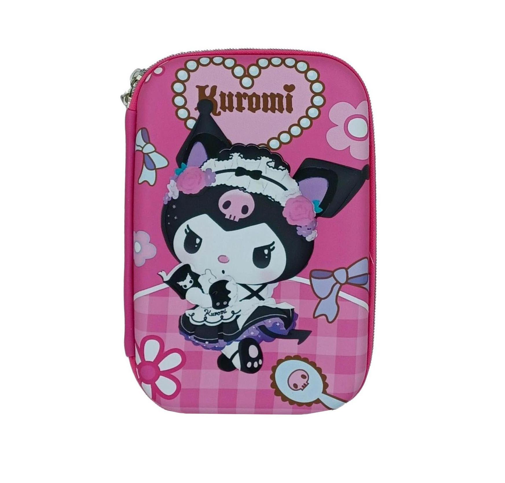 جامدادی کتابی سه بعدی بزرگ طرح کرومی صورتی