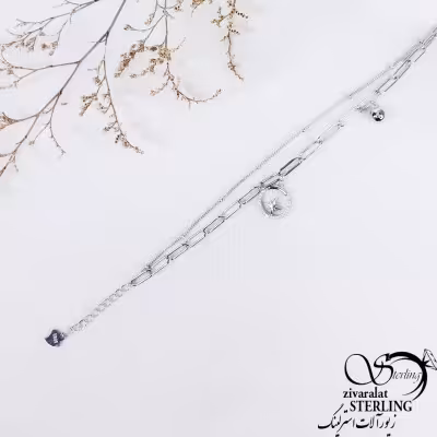 دستبند نقره دولاین آویز ستاره کد 11734