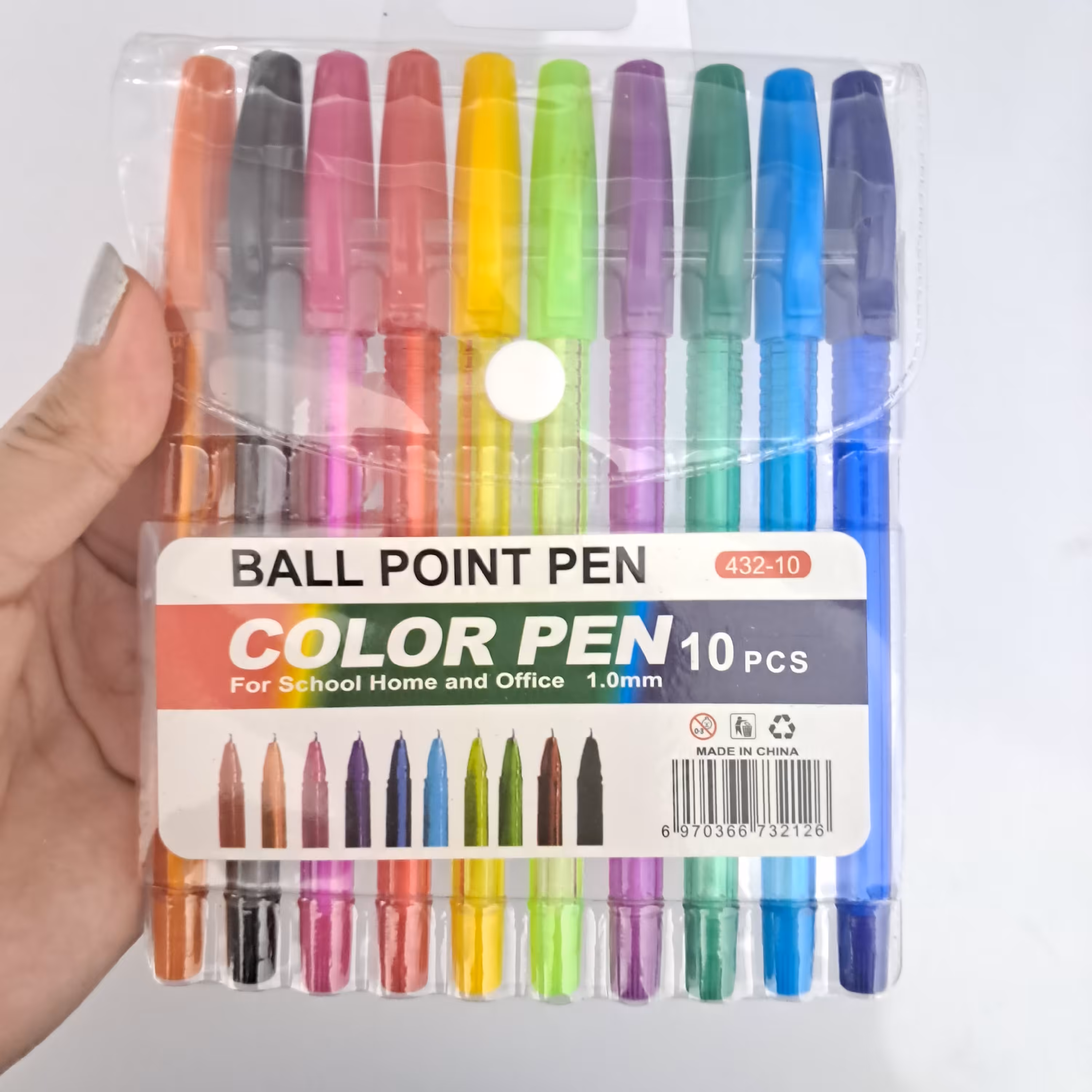 پک خودکار رنگی 10 عددی  رنگهای آبی تیره آبی روشن سبز تیره سبز روشن زرد نارنجی قرمرز صورتی مشکی بنفش