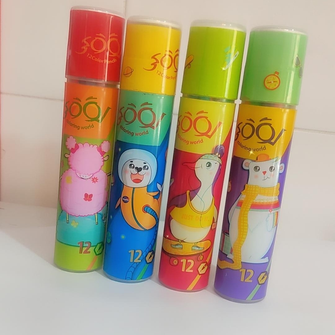 مداد رنگی 12 رنگ لوکی استوانه ای 