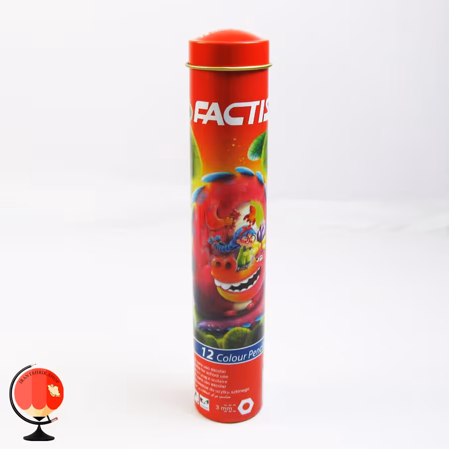 مداد رنگی 12 رنگ استوانه ای طرح اژدها فکتیس