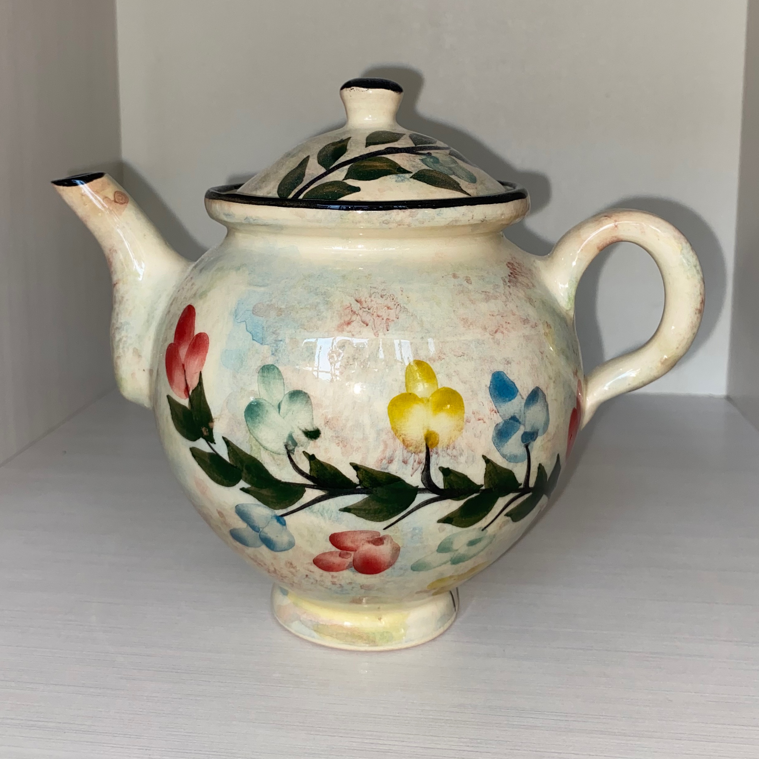 قوری گلدار سفالی