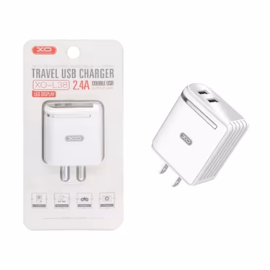شارژر دیواری 12W فست دو پورت XO مدل XO-L38