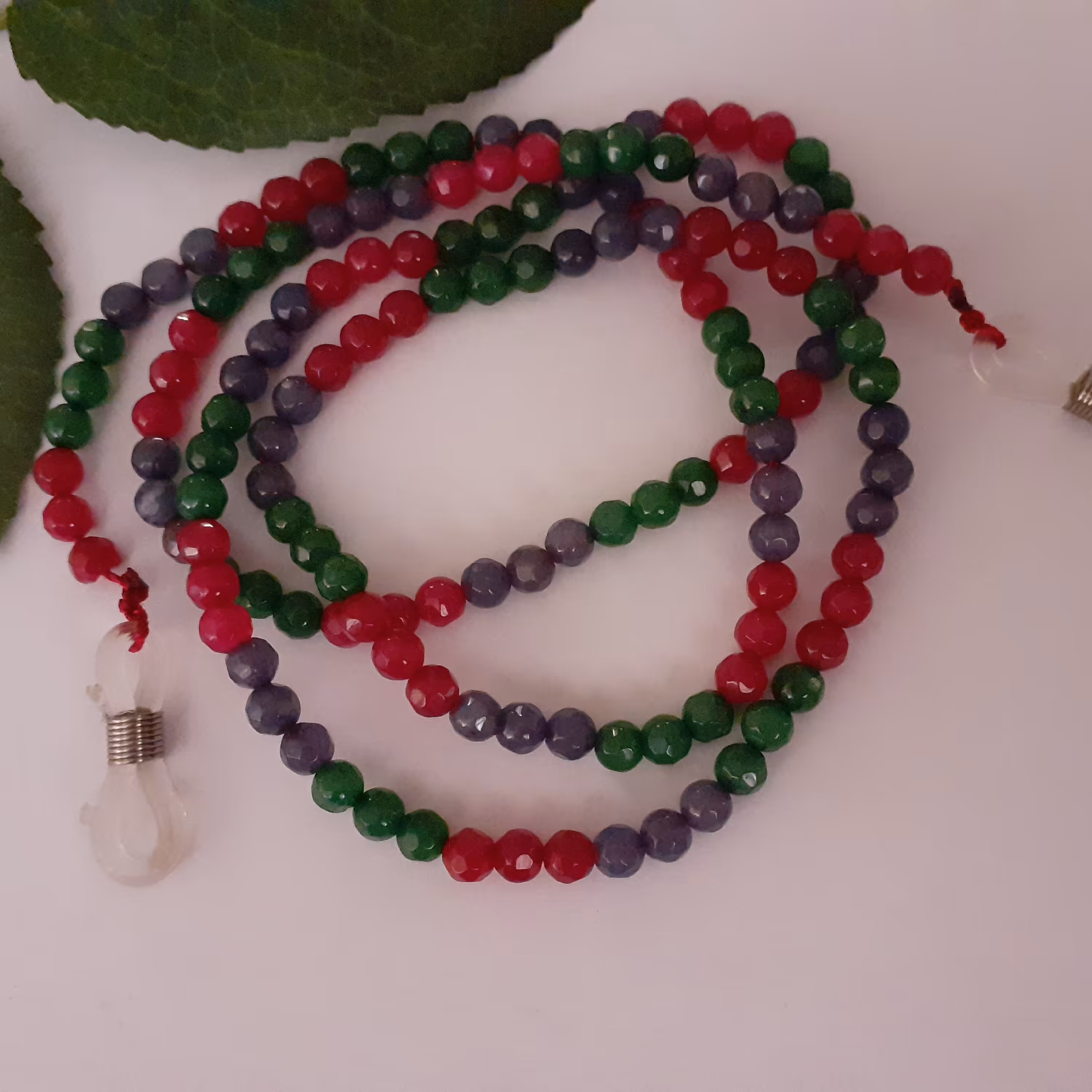 بند عینک سنگ  اصل عقیق رنگی  با کیفیت عالی و ترکیب رنگ های زیبا و شاد 