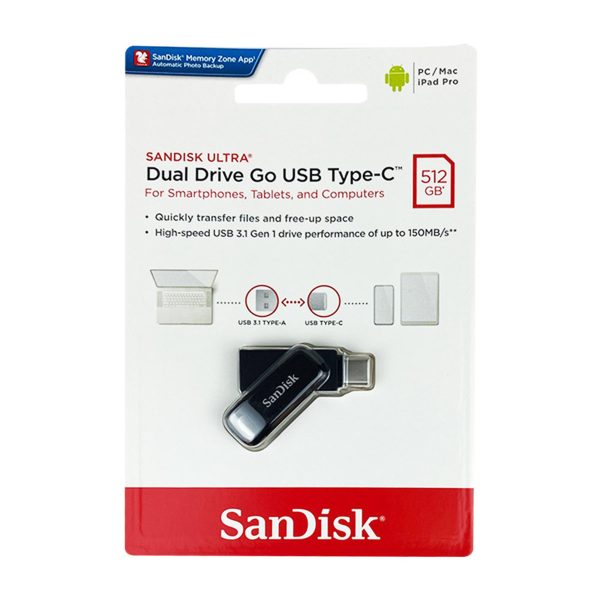 فلش مموری سن دیسک  ظرفیت 512 گیگابایت مدل Ultra Dual Drive GO USB Type-C ا Flash Memory Sandisk