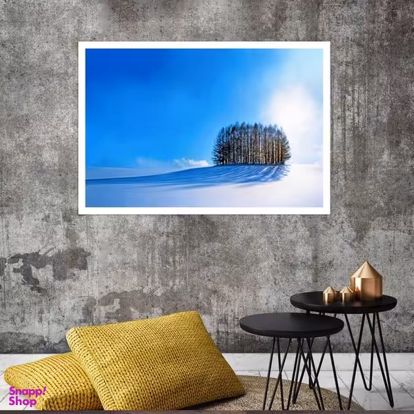 تابلو بکلیت طرح طبیعت و منظره زمستان مدل قاب شاسی W-s7990