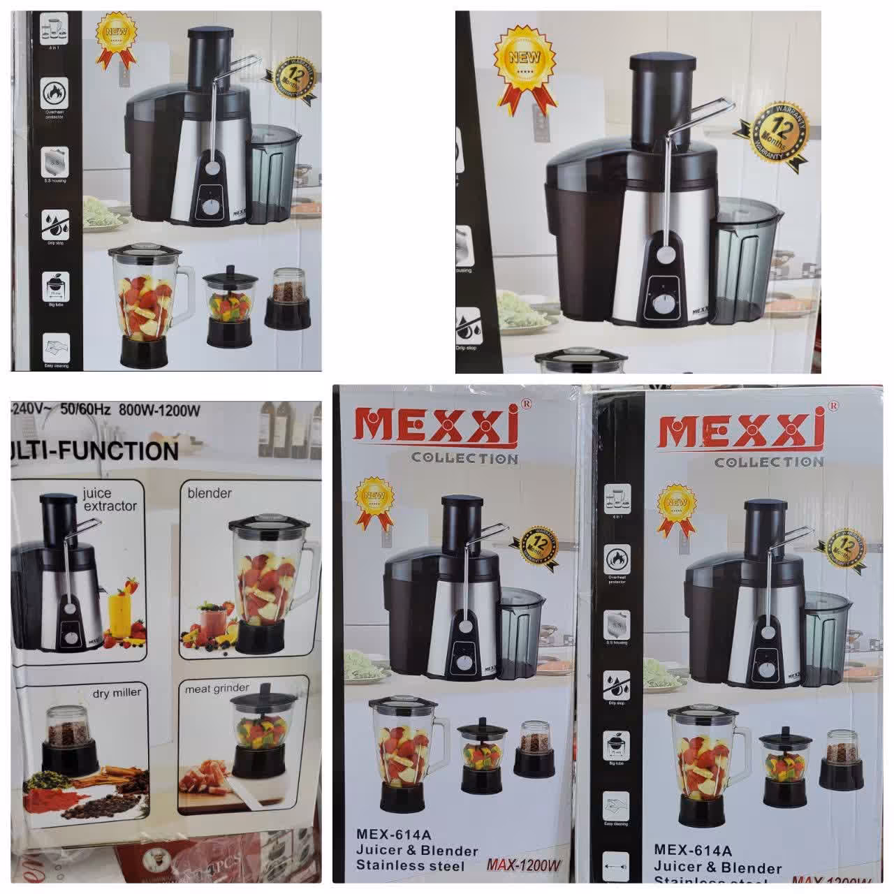 آبمیوه گیری 4 کاره بزرگ و تمام استیل اصلی 1200 وات