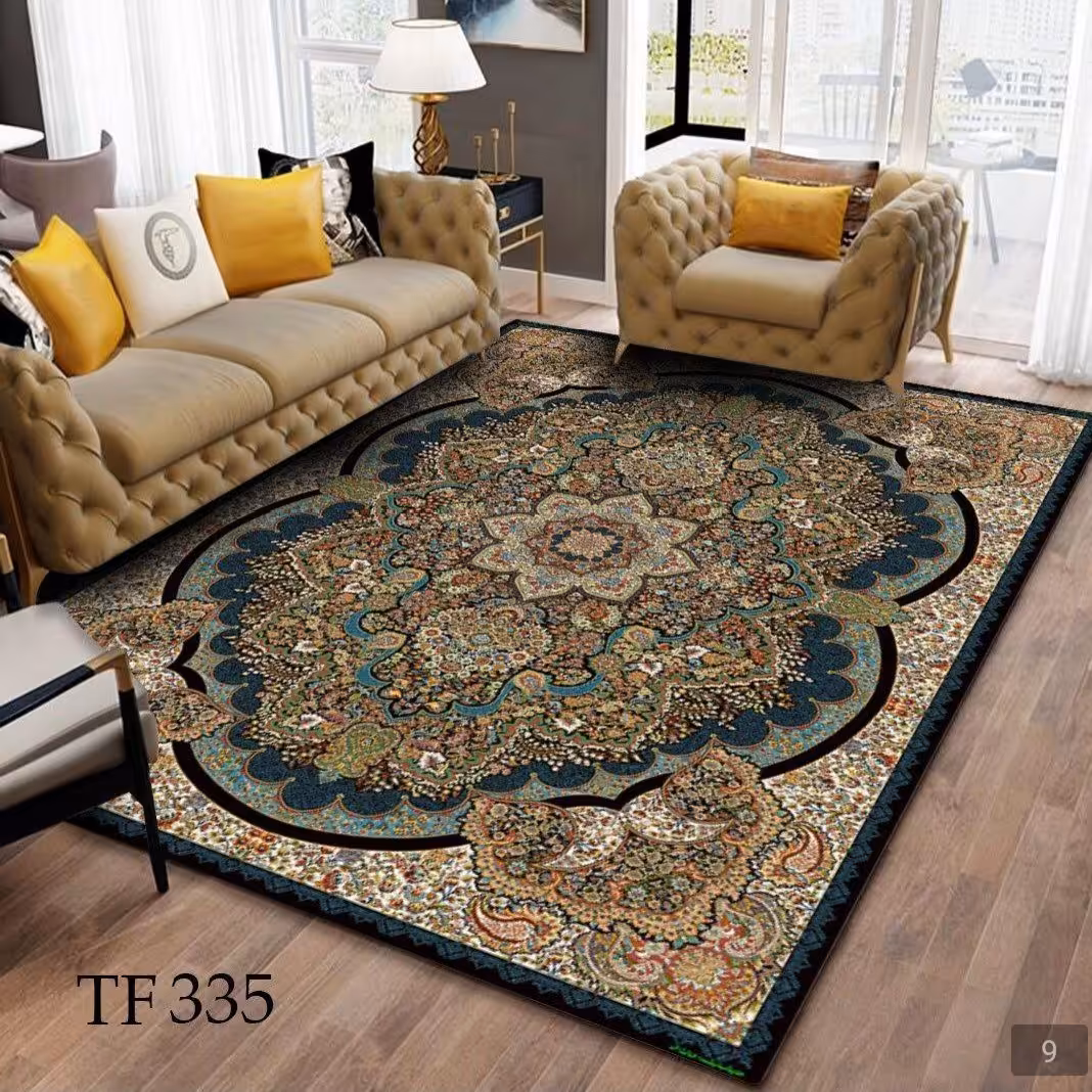 کاور فرش مخمل تمام کشدوزی شده با ثبات رنگ بالا وبا بهترین کیفیت دوخت کد tf336