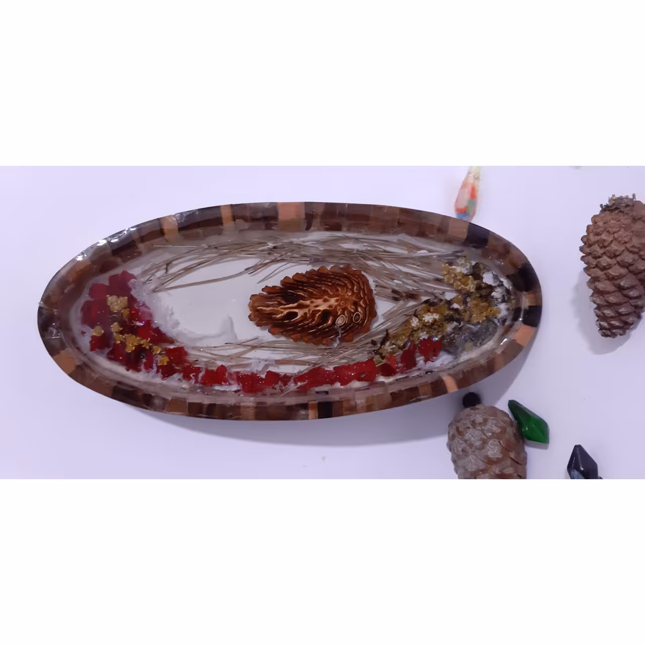تابلوی رزین اپوکسی طرح گل کاج
