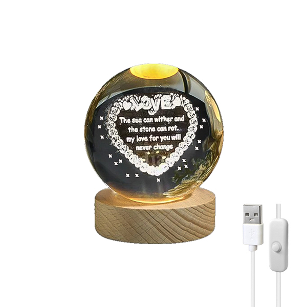 چراغ خواب گوی طرح قلب با نوشته Love