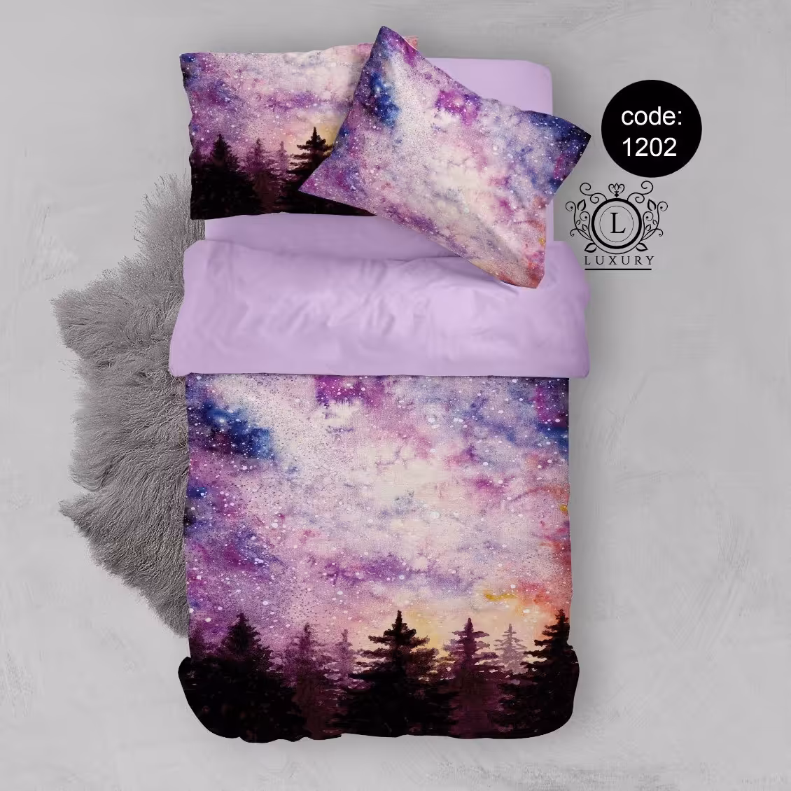 سرویس  روتختی تکنفره 4تکه چاپی قابل ست با پرده با انتخاب جنس پارچه کد1202