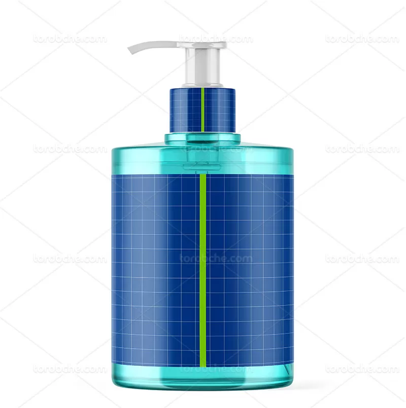 طرح موکاپ بطری پمپی لایه باز | گرافیک با طعم تربچه