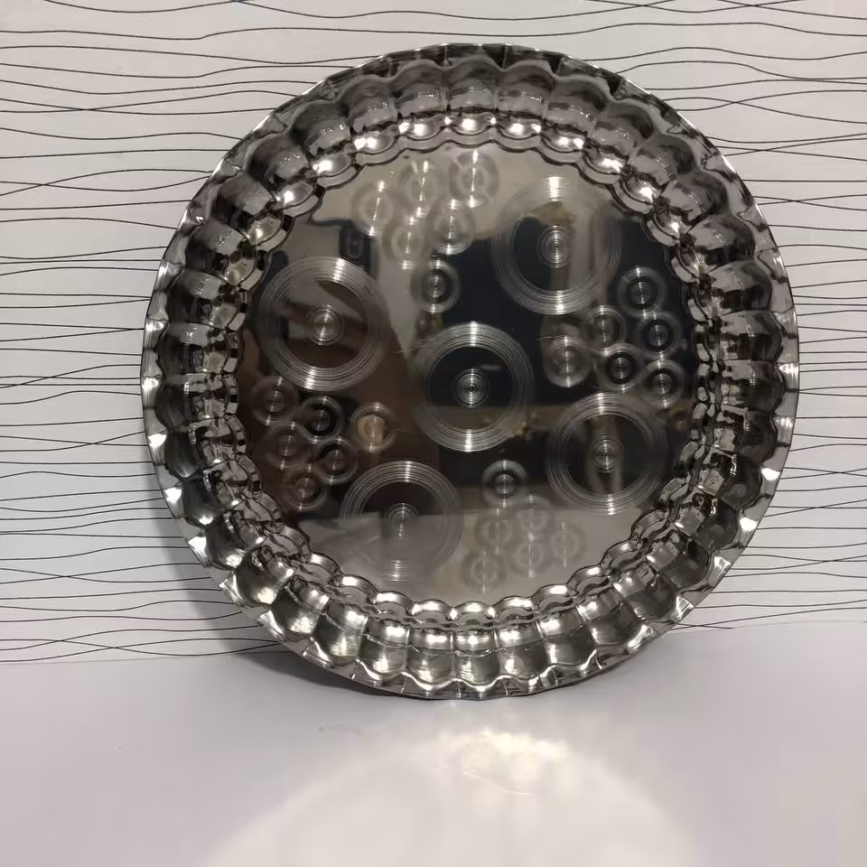 سینی استیل لب کنگره ای قطر کار 30سانت گرده کار 35سانت