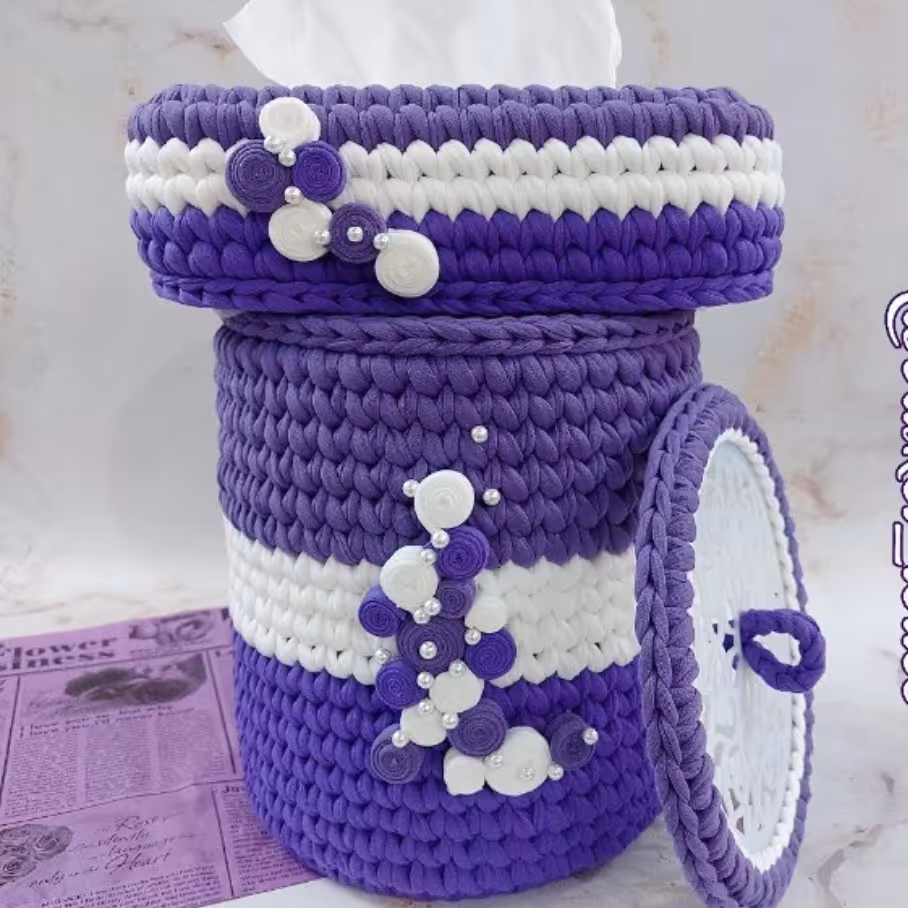 جا دستمالی و سطل  تریکو