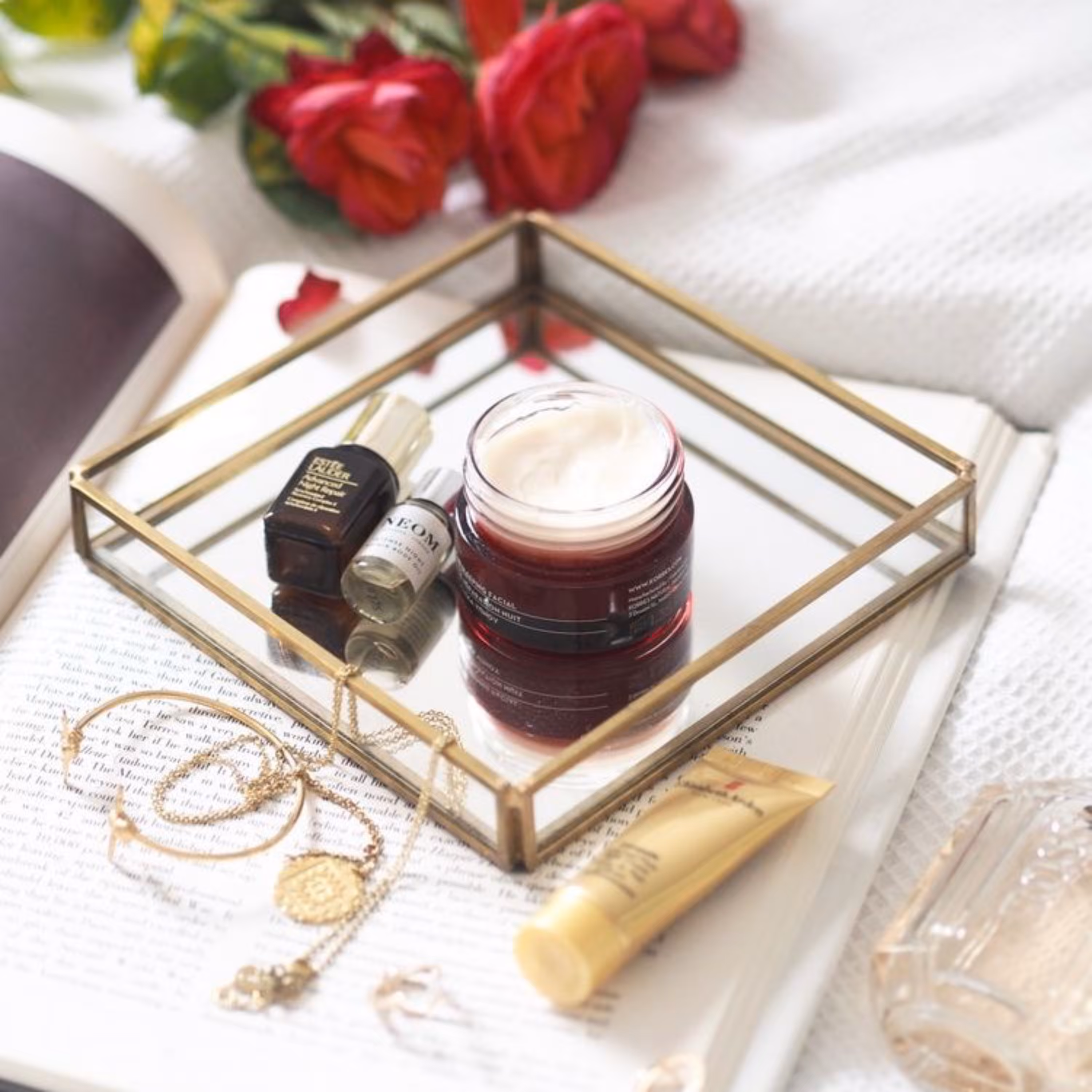 سینی مربع کف آینه برنجی