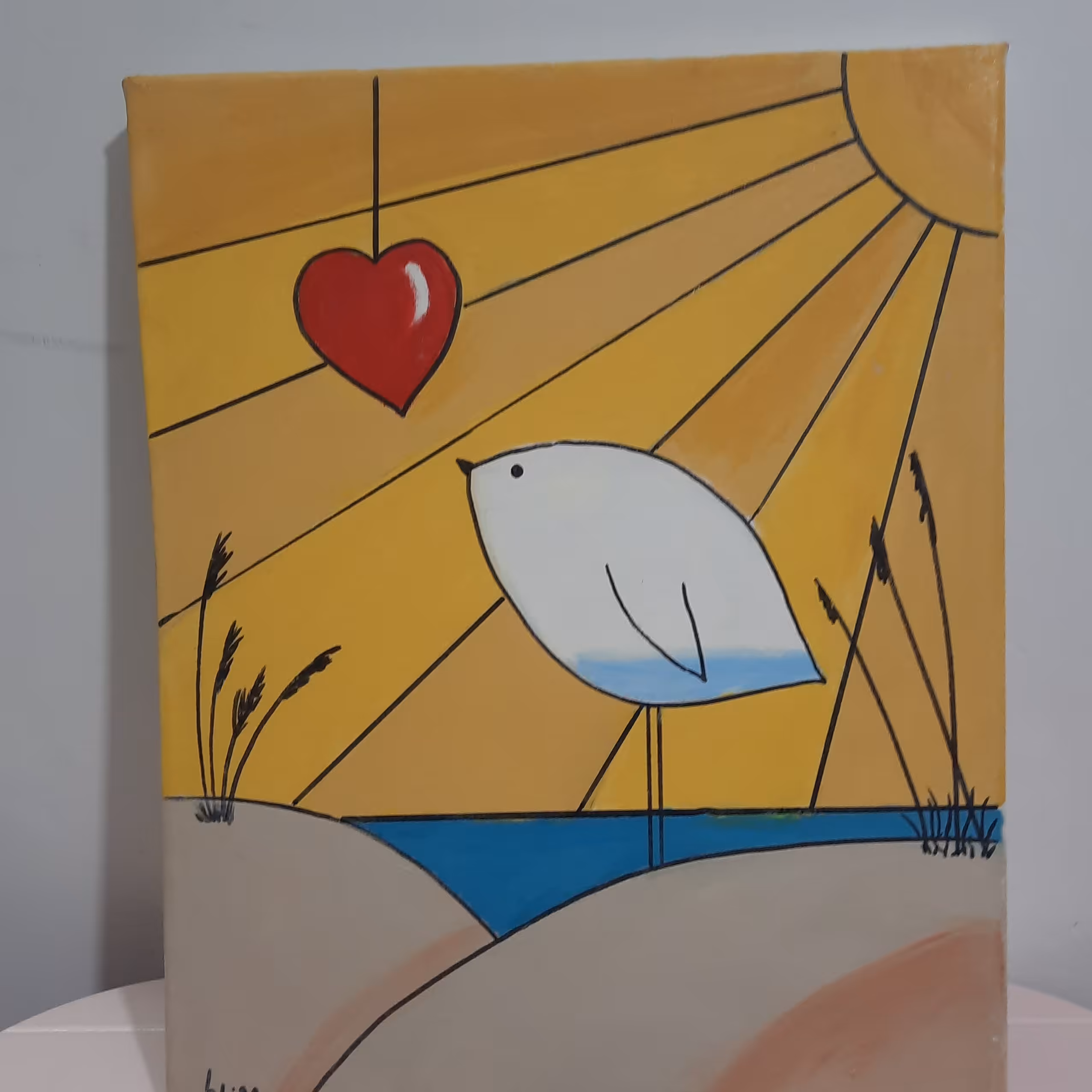 بوم رنگ روغن سایز 30 در 40 پرنده سفید