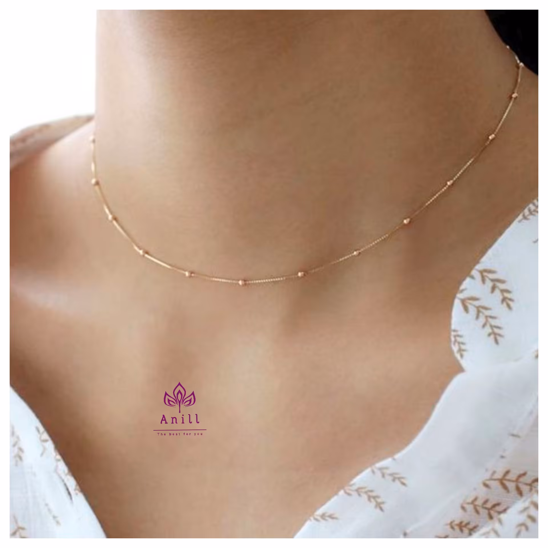 گردنبند استیل توپی ظریف  کد 205