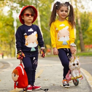 ست بلوز و شلوار خواهر و برادری طرح روباه