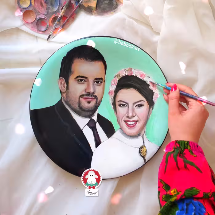 نقاشی  دو چهره روی بشقاب قطر 20