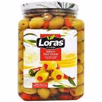 زیتون شیشه ای لوراس فلفلی 1650 گرمی Loras