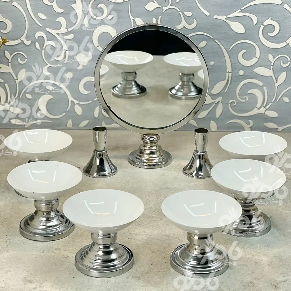 هفت سین فلزی پیاله سفید مشکی سیلور